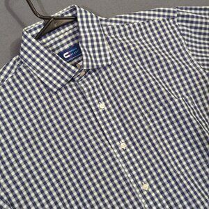 Magna Ready Shirt Men's M Blue Check Magnetic Button Up Long Sleeve